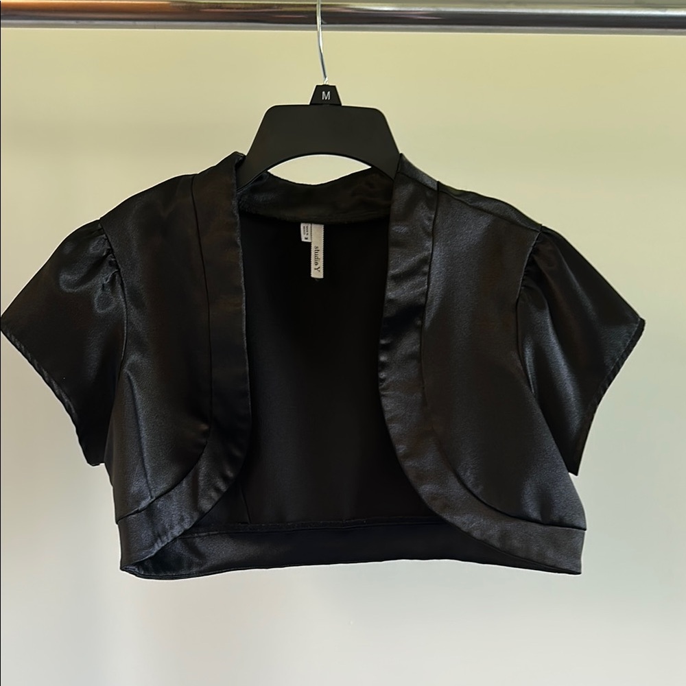 Studio Y Black Satin Bolero Shrug
